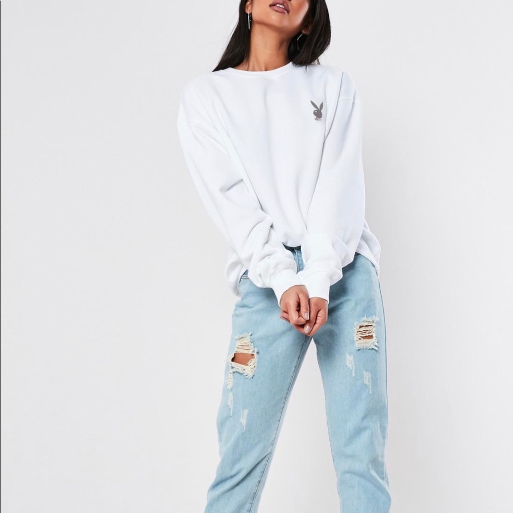 Playboy White Tropical Car Graphic Sweatshirt - Picture 3 of 4